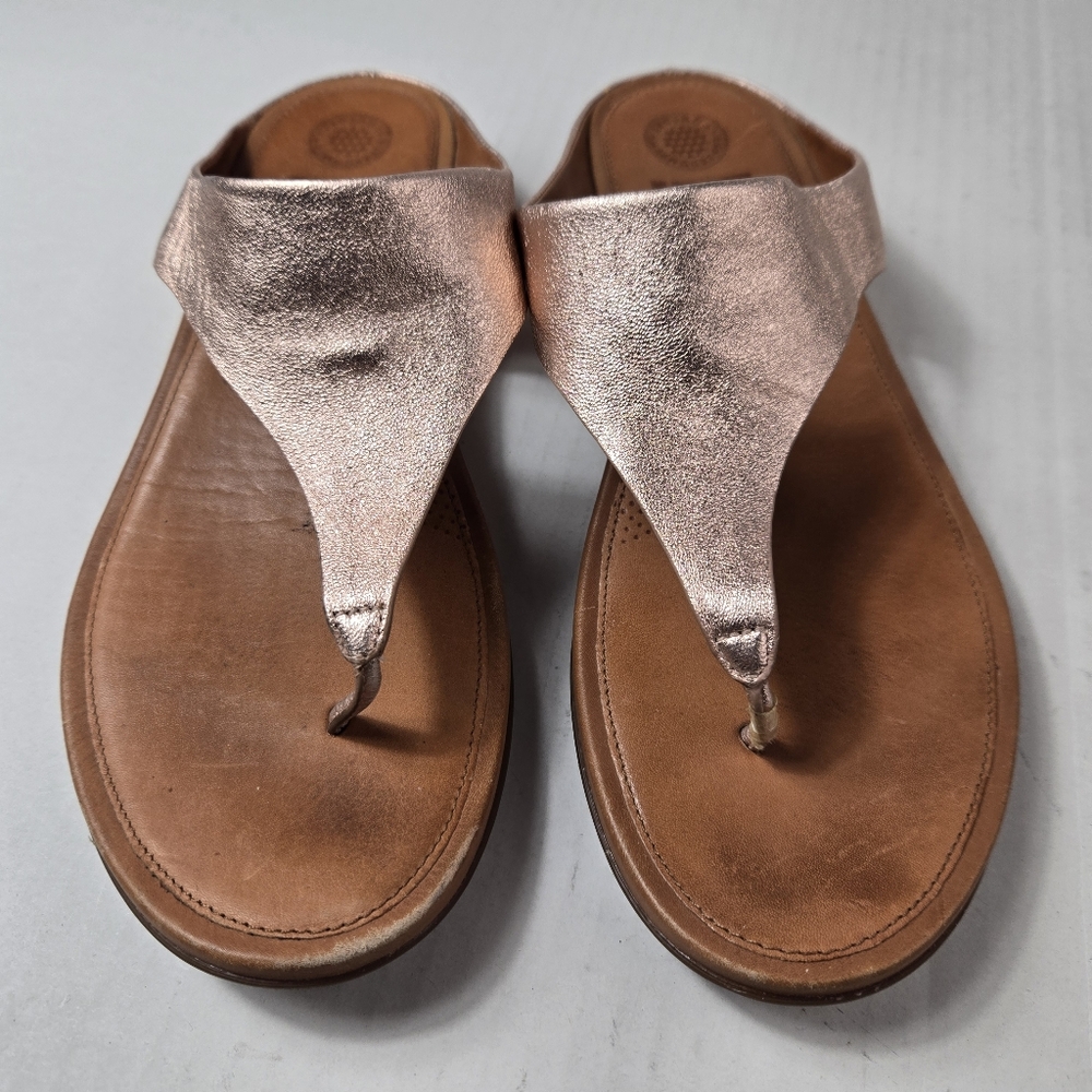 Flitflop Lulu Leather Toe Posh Sandals Women's Sz 10 Metallic Rose Gold Sz 10